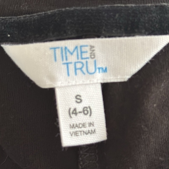 Time and Tru Women 3/4 Sleeve Knit T-Shirt Dress Solid Black Pockets Small 4 6 - Picture 5 of 6